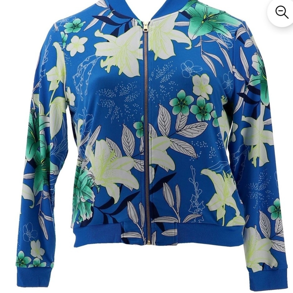 Iman Reversible Stretch Knit Bomber Jacket - image 1